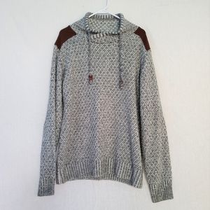 Carbon Men's Pullover Gray Sweater Brown Accents